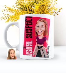 Kişiye Özel Bayan Olağan Şüpheli Karikatürlü Beyaz Kupa Bardak - 2