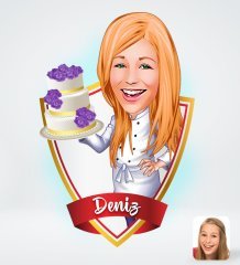 Kişiye Özel İsimli Kadın Chef Tasarımlı Dijital Karikatür-2