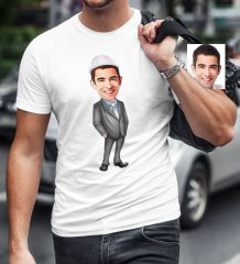 Kişiye Özel Bay Mühendis Karikatür Beyaz Tişört - 1