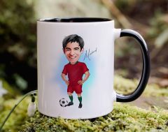 Bk Gift Kişiye Özel Futbolcu Karikatürlü Siyah Kupa Bardak-12, Sevgiliye Hediye, Arkadaşa Hediye