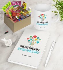 Kişiye Özel Bilgi İşlem Sorumlusu Nostaljik Lezzetler Defter Kalem Kupa Hediye Seti