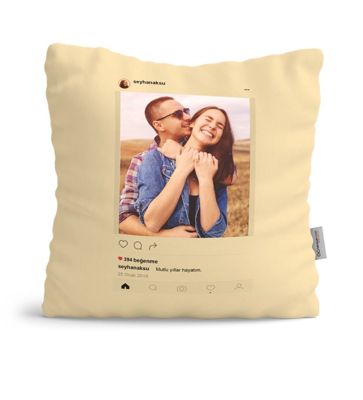 Kişiye Özel İnstagram Mat Sarı Yastık