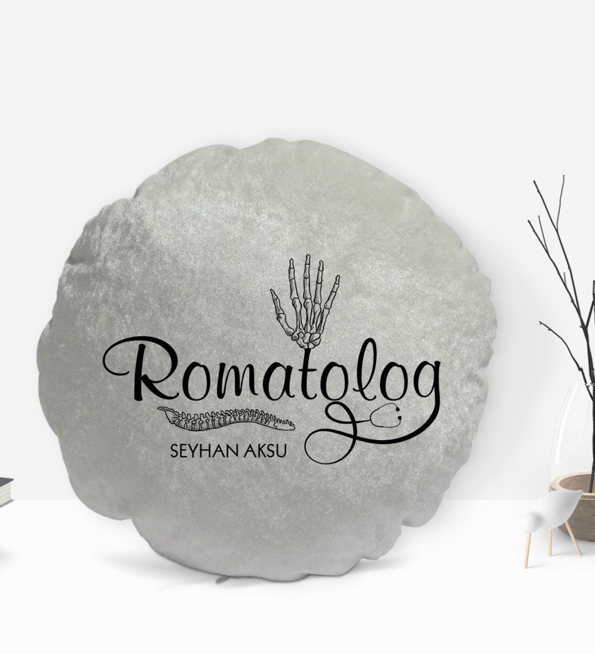 Kişiye Özel İsimli Romatolog Uzmanı Tasarımlı Dekoratif Kırlent Yastık-1