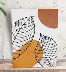 BK Gift Leafs Tasarımlı Dekoratif Mini Kanvas Tablo 15x20cm-1