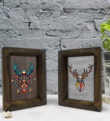 Bk Gift Dekoratif 2'li Doğal Masif Ahşap Çerçeve 15x20cm-66