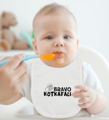 BK Kids Bravo Kotkafali Tasarımlı Beyaz Bebek Body Zıbın ve Mama Önlüğü Hediye Seti-1