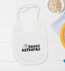 BK Kids Bravo Kotkafali Tasarımlı Beyaz Bebek Body Zıbın ve Mama Önlüğü Hediye Seti-1
