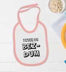 BK Kids Bezdum Tasarımlı Pembe Bebek Body Zıbın ve Mama Önlüğü Hediye Seti-3