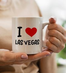 BK Gift I Love Las Vegas Tasarımlı Beyaz Kupa Bardak