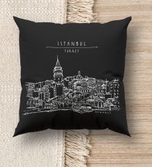 BK Gift İstanbul Tasarımlı Premium Kumaş Siyah Kırlent Yastık, Ev Hediyesi, Ev Dekorasyonu, Dekoratif Hediye-2