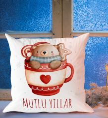 BK Gift Mutlu Yıllar Tasarımlı Beyaz Yastık-3