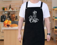 BK Gift Profesyonel Siyah Mutfak Önlüğü, Aşçı Önlüğü, Şef Önlüğü, Ev Hediyesi, Arkadaşa Hediye-3