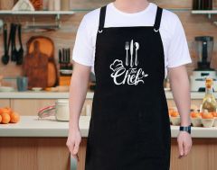 BK Gift Profesyonel Siyah Mutfak Önlüğü, Aşçı Önlüğü, Şef Önlüğü, Ev Hediyesi, Arkadaşa Hediye-3