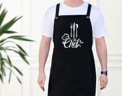BK Gift Profesyonel Siyah Mutfak Önlüğü, Aşçı Önlüğü, Şef Önlüğü, Ev Hediyesi, Arkadaşa Hediye-3