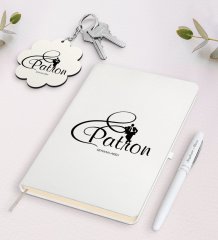 Kişiye Özel Patron Beyaz Defter Kalem ve Anahtarlık Hediye Seti-2
