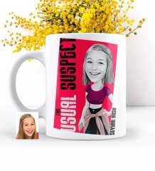 Kişiye Özel Bayan Olağan Şüpheli Karikatürlü Beyaz Kupa Bardak - 1