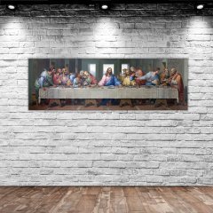 BK Gift Da Vinci'nin Son Akşam Yemeği Panorama Kanvas Tablo 150x50cm-1