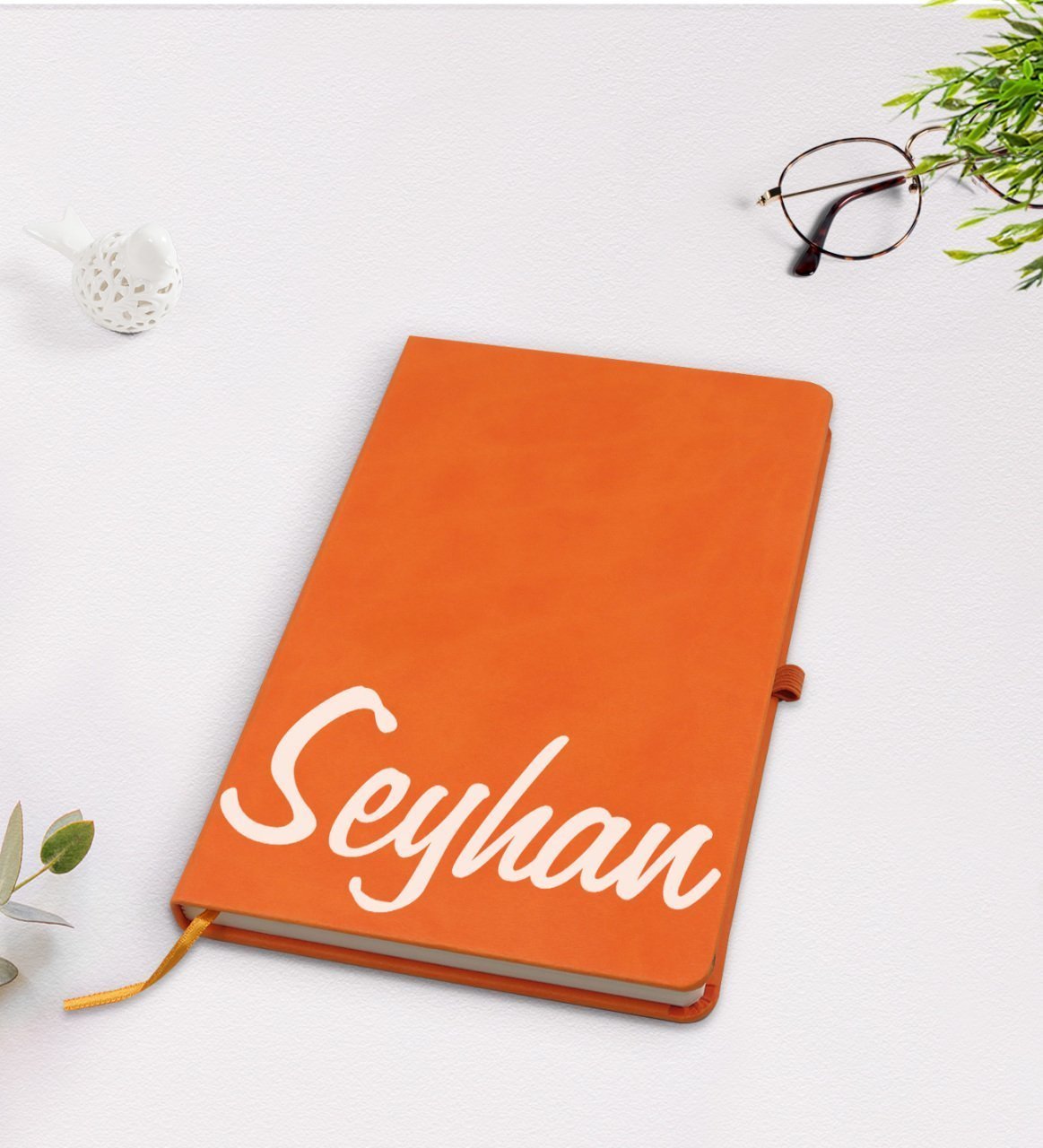 Kişiye Özel El Yazılı Turuncu Termo Deri Defter Model 2