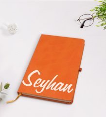 Kişiye Özel El Yazılı Turuncu Termo Deri Defter Model 2