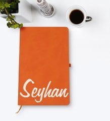 Kişiye Özel El Yazılı Turuncu Termo Deri Defter Model 2