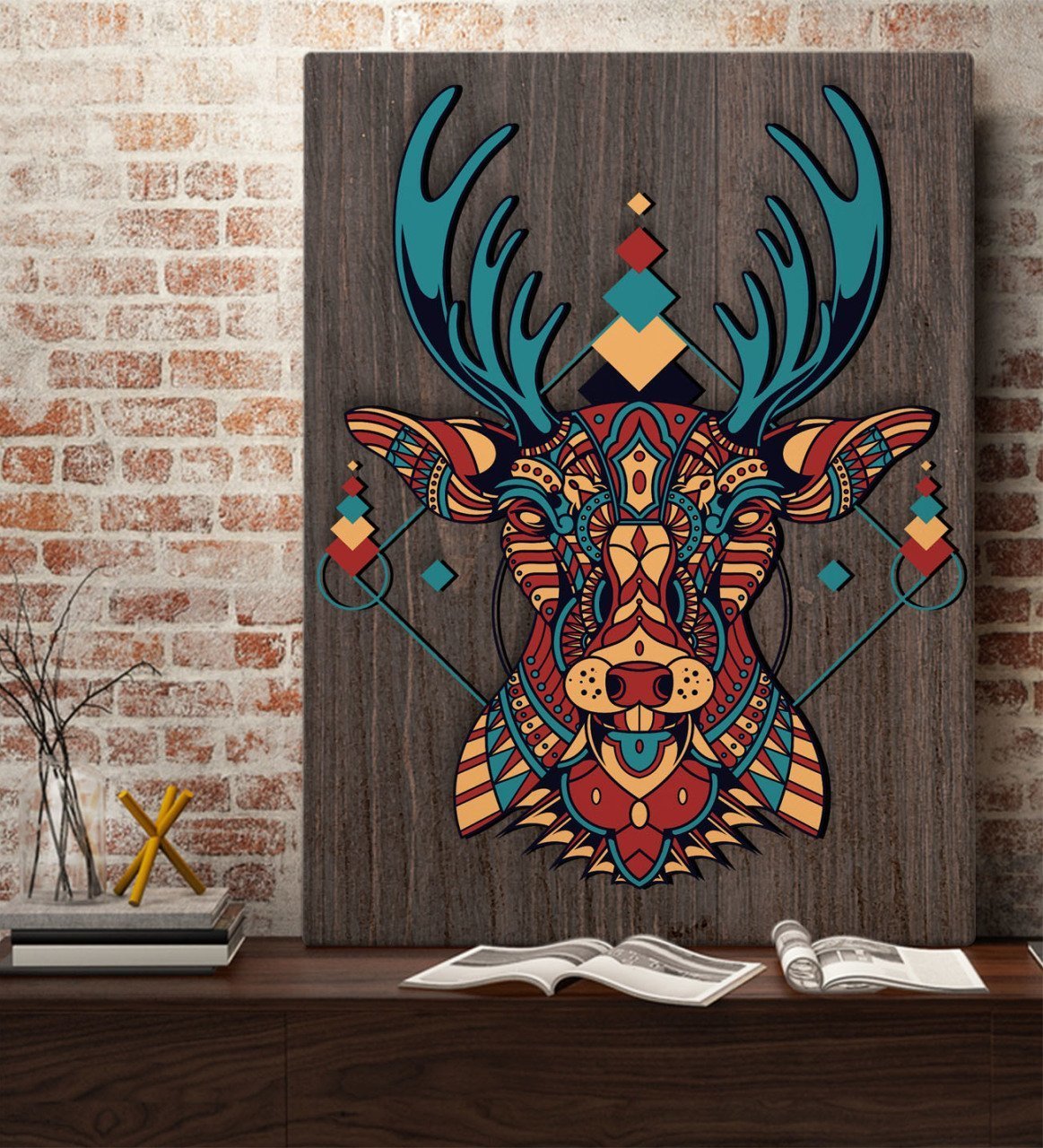 BK Home Geyik Tasarımlı Kanvas Tablo 70x100cm-1