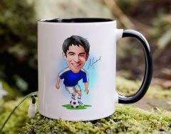 Bk Gift Kişiye Özel Futbolcu Karikatürlü Siyah Kupa Bardak-11, Sevgiliye Hediye, Arkadaşa Hediye