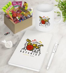 Kişiye Özel Baterist Nostaljik Lezzetler Defter Kalem Kupa Hediye Seti-2