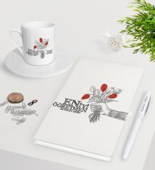 Kişiye Özel En İyi Öğretmen Beyaz Defter Kalem Türk Kahvesi Fincanı Seti-7