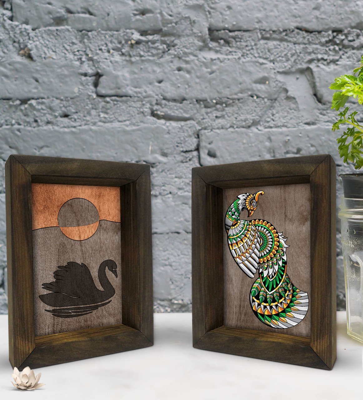 Bk Gift Dekoratif 2'li Doğal Masif Ahşap Çerçeve 15x20cm-65