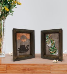 Bk Gift Dekoratif 2'li Doğal Masif Ahşap Çerçeve 15x20cm-65