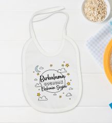 BK Kids Bırkalama Tasarımlı Beyaz Bebek Body Zıbın ve Mama Önlüğü Hediye Seti-1
