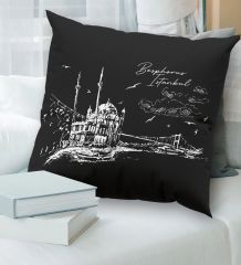 BK Gift İstanbul Tasarımlı Premium Kumaş Siyah Kırlent Yastık, Ev Hediyesi, Ev Dekorasyonu, Dekoratif Hediye-1