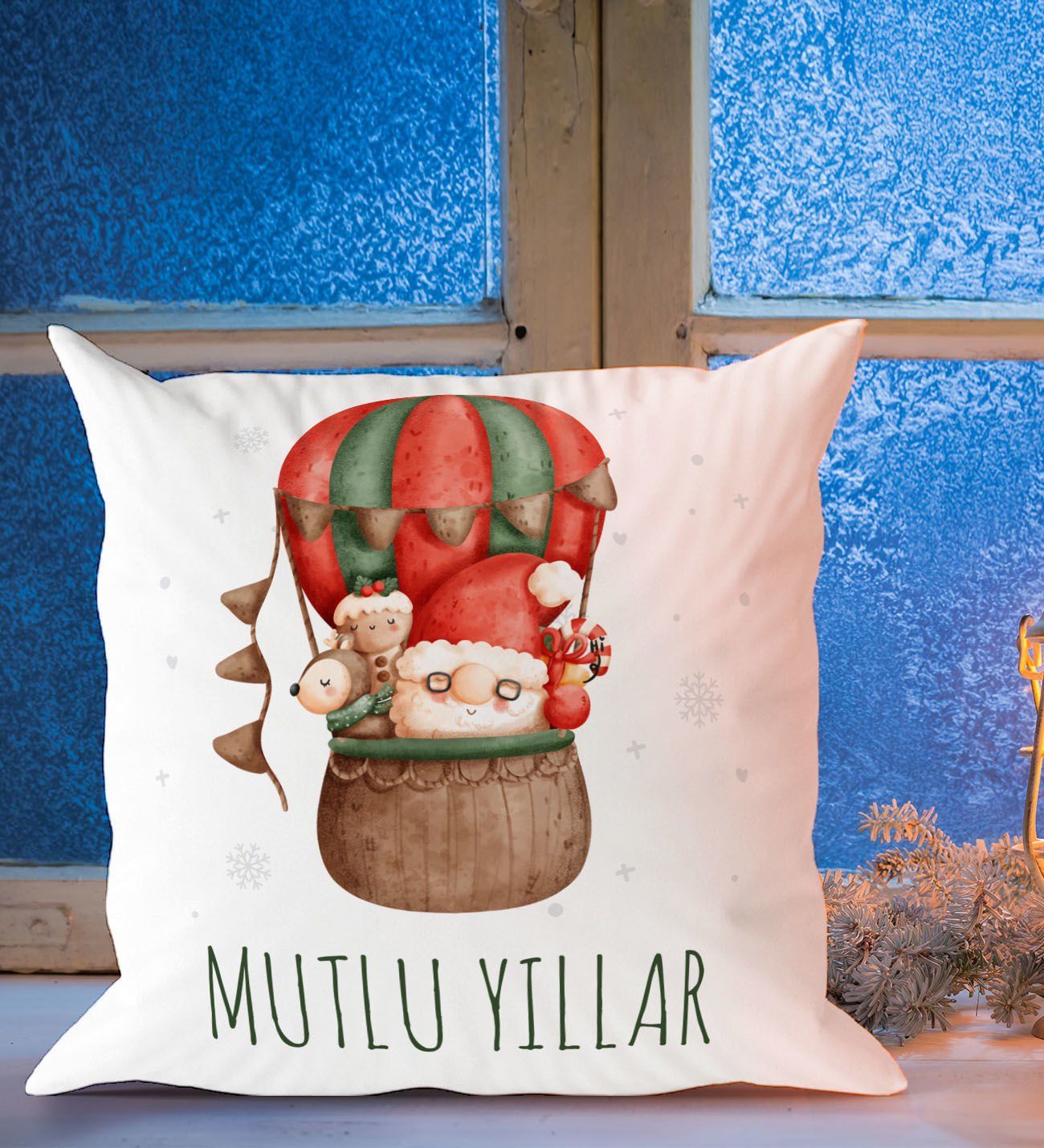 BK Gift Mutlu Yıllar Tasarımlı Beyaz Yastık-2