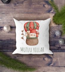 BK Gift Mutlu Yıllar Tasarımlı Beyaz Yastık-2