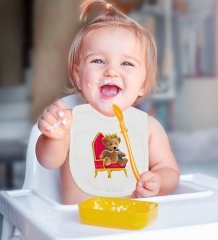 BK Kids Kral Tasarımlı Bebek Mama Önlüğü - Model 1
