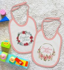BK Kids Kişiye Özel Çiçek Tasarımlı 2’li Pembe Mama Önlüğü-6