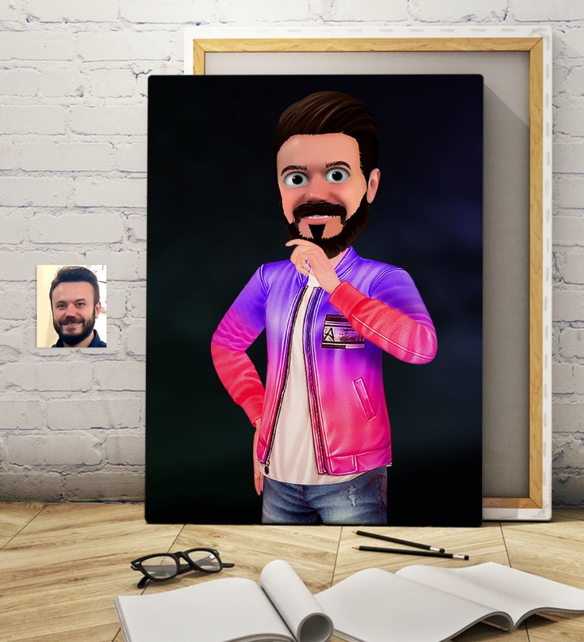 Kişiye Özel Erkek Animasyon Karikatürlü Kanvas Tablo 50x70cm -36