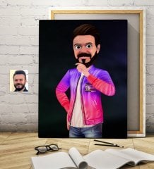 Kişiye Özel Erkek Animasyon Karikatürlü Kanvas Tablo 50x70cm -36