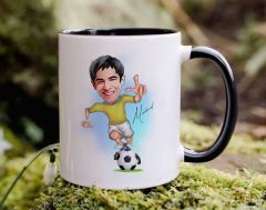 Bk Gift Kişiye Özel Futbolcu Karikatürlü Siyah Kupa Bardak-10, Sevgiliye Hediye, Arkadaşa Hediye