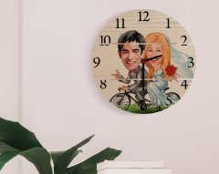 Kişiye Özel Evleniyoruz Karikatürlü Otantik Ahşap Palet Saat-3