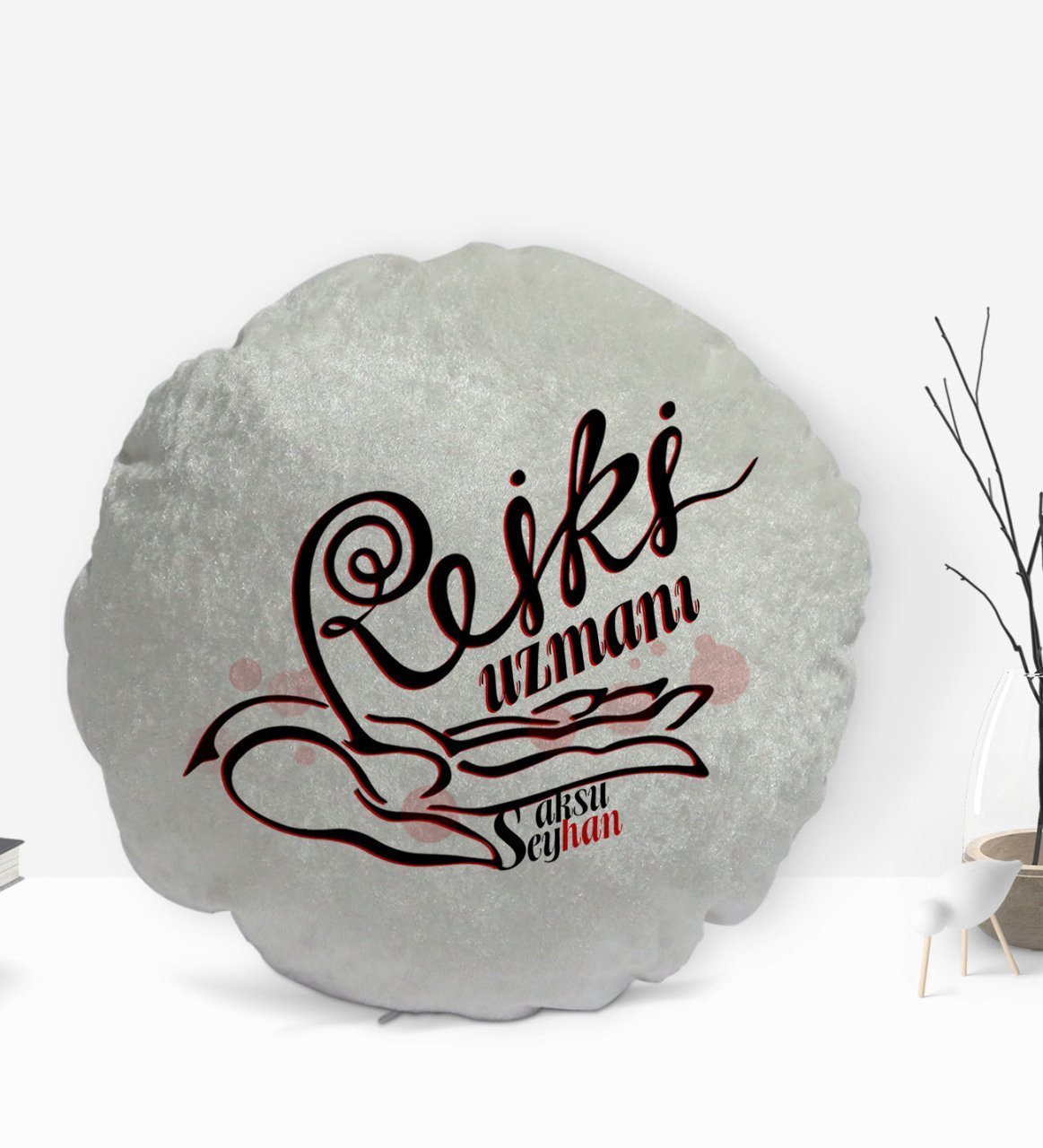 Kişiye Özel İsimli Reiki Uzmanı Tasarımlı Dekoratif Kırlent Yastık-2