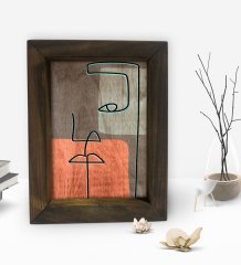 BK Gift Picasso Style Tasarımlı Dekoratif Doğal Masif Ahşap Çerçeve 15x20cm-7