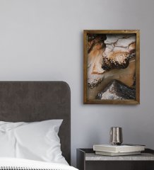 BK Gift Otel Odası Konseptli Doğal Masif Ahşap Çerçeveli Tablo 45x65cm-122