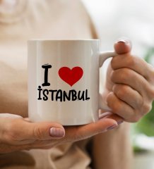 BK Gift I Love İstanbul Tasarımlı Beyaz Kupa Bardak