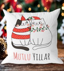 BK Gift Mutlu Yıllar Tasarımlı Beyaz Yastık-1