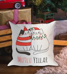 BK Gift Mutlu Yıllar Tasarımlı Beyaz Yastık-1