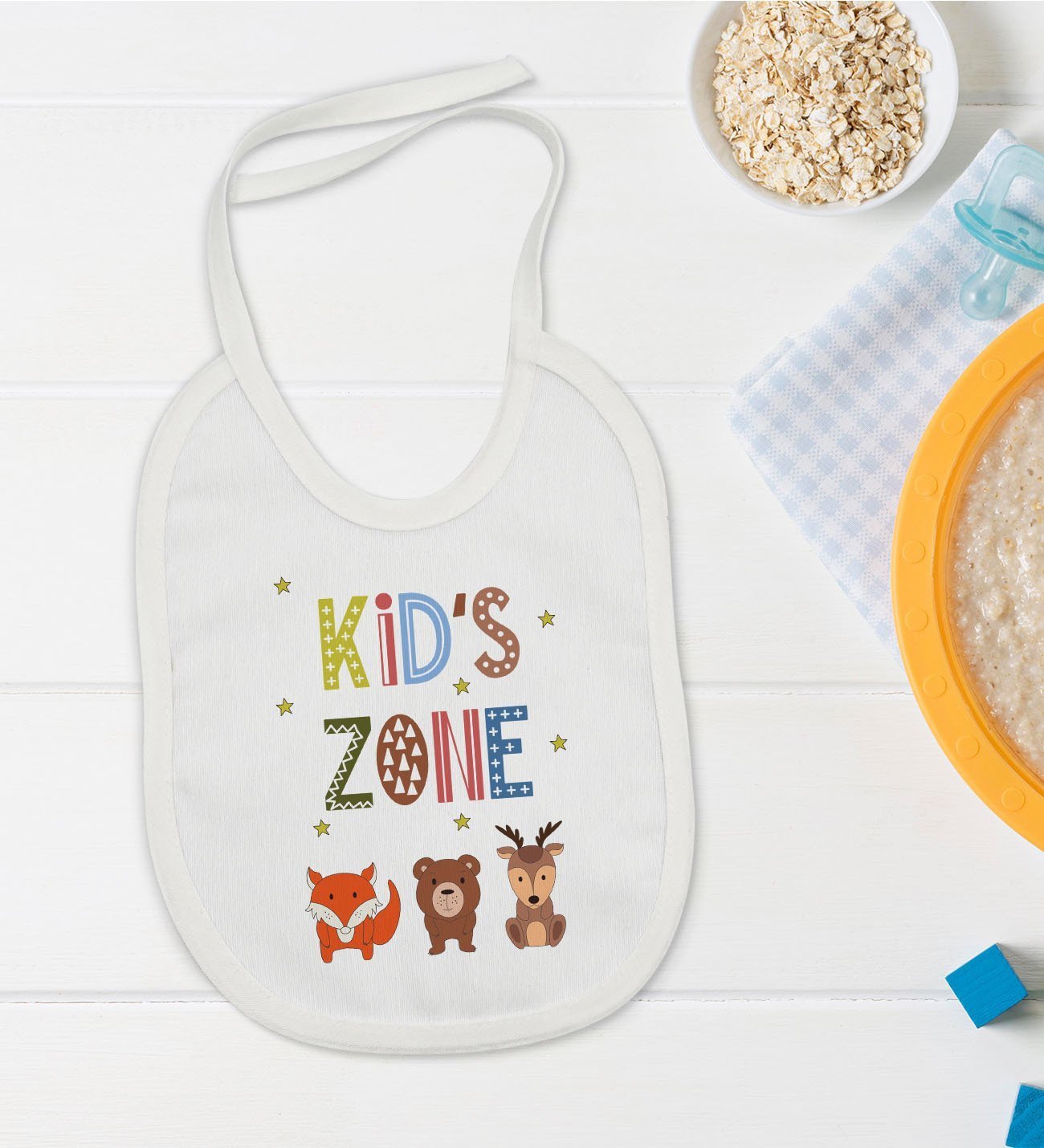 BK Kids Kids Zone Tasarımlı Bebek Mama Önlüğü - Model 1