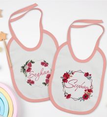 BK Kids Kişiye Özel Çiçek Tasarımlı 2’li Pembe Mama Önlüğü-5