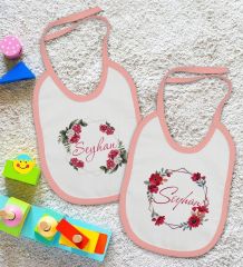 BK Kids Kişiye Özel Çiçek Tasarımlı 2’li Pembe Mama Önlüğü-5