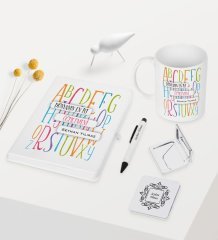Kişiye Özel Dünyanın En İyi Öğretmeni Temalı Beyaz Defter Kalem Kupa Ayna Seti - 6